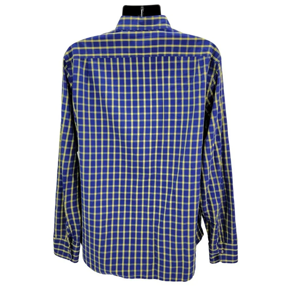 J.Crew Men’s Shirt XL Long Sleeve Blue Yellow Check‎ Button Down Woven 34637